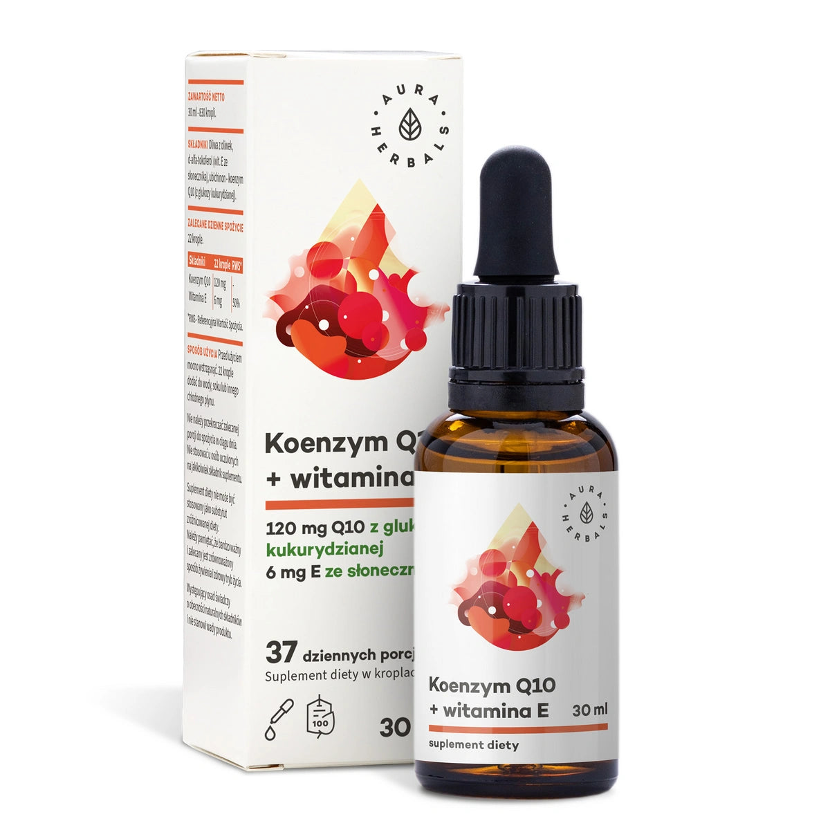 AURA HERBALS Koenzimas Q10 + vitaminas E Maisto papildas 30 ml