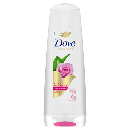 DOVE Ultra Care Drėkinamoji plaukų kondicionierius su Aloe ir rožių vandeniu 350 ml