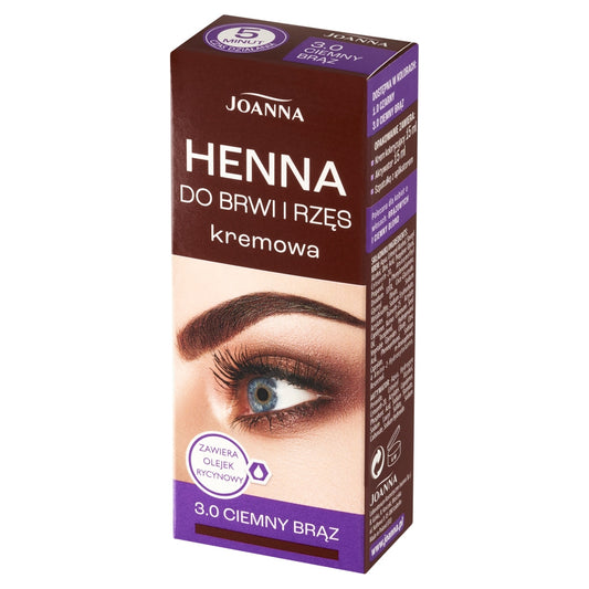 JOANNA Henna kreminė antakiams ir blakstienoms nr 3.0 tamsiai ruda