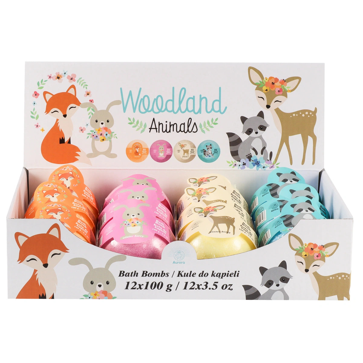 AURORA Kids Magic vonios burbulas Miško gyvūnai Žiemos Uogos 12 x 100 g