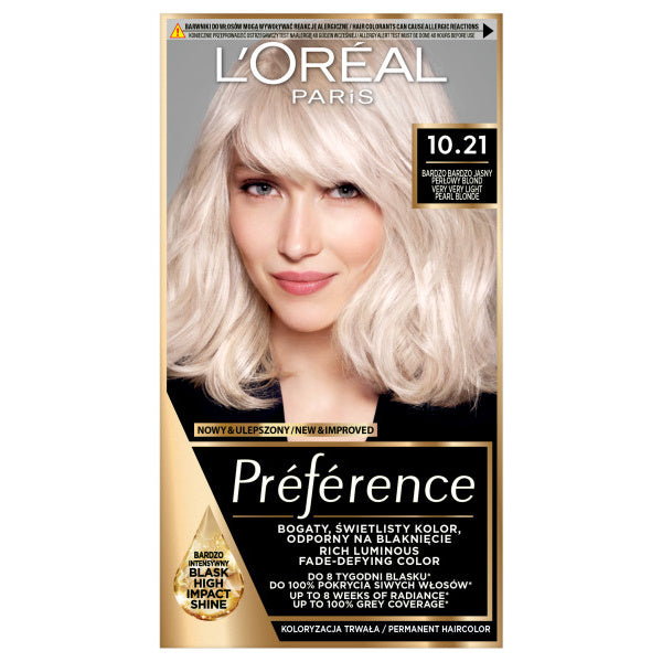 LOREAL Preference Plaukų dažai 10.21 - Labai Labai Šviesus Perlovas Šviesus
