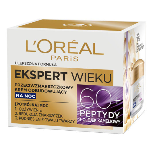 LOREAL Ekspert Wieku 60+ Priešraukšlinis Atstatomasis Kremas Naktį 50 ml