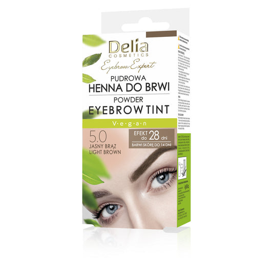DELIA Pudrinė antakių henna pakuotėse 5.0 - Šviesiai ruda