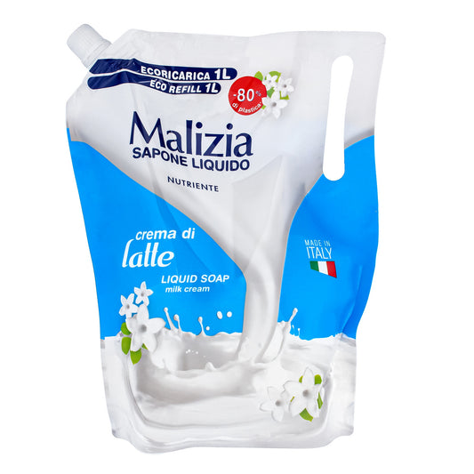 MALIZIA Skystas muilas Cream di Latte Mleczna pianka - papildymas 1000 ml