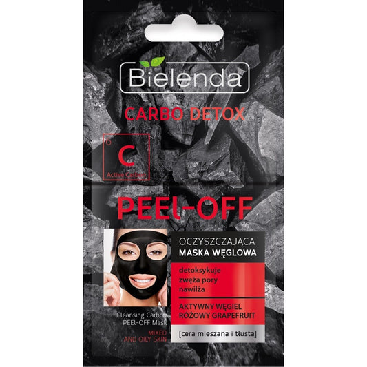 BIELENDA CARBO DETOX Juodasis Anglis Valomoji peel-off kaukė 2x6g