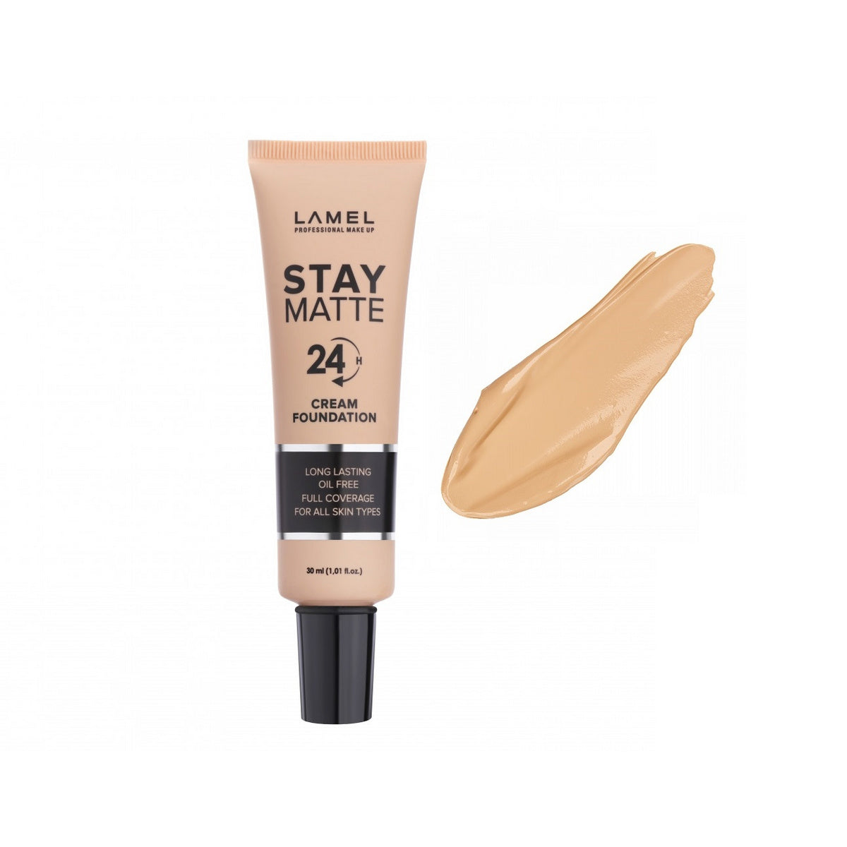 LAMEL Pagrindas veidui Stay Matte 24H nr 404 - Sand 30ml