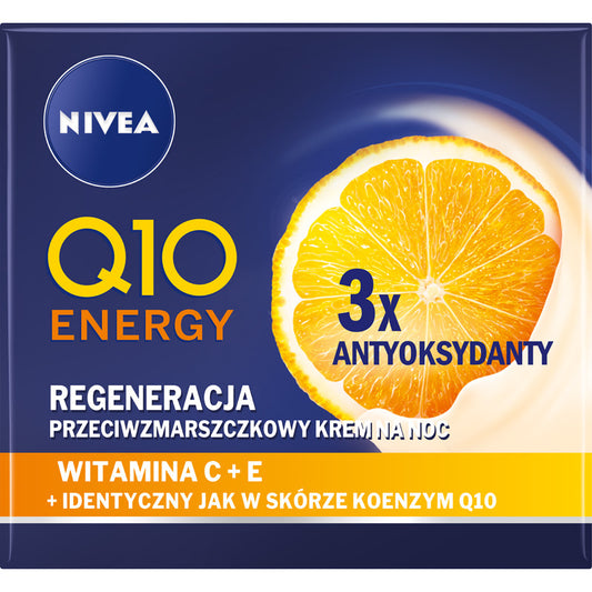 NIVEA Q10 Energy Priešraukšlė naktinė kremas Regeneracija - 3xAntioksidantai 50 ml