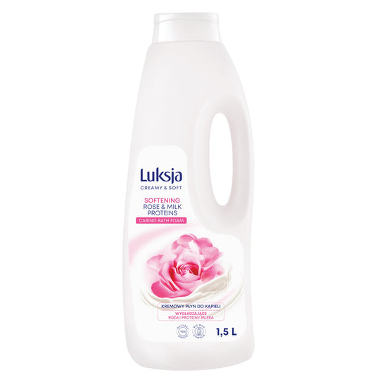 LUKSJA Creamy & Soft Kreminis minkštinantis vonios skystis - Rožė ir pieno baltymai 1500 ml