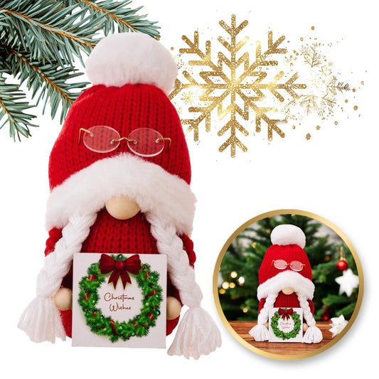 ECARLA Kalėdų nykštukas raudonas su akinių 24cm