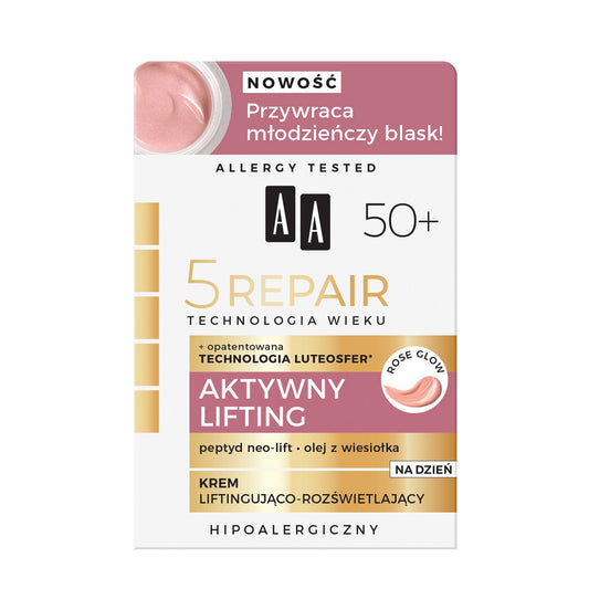 AA Technologia Wieku 5 Repair 50+ Aktyvus Liftingas Kremas liftinguojantis-šviesinantis dienai 50ml