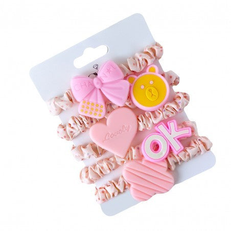 ECARLA gumytės - frotkinės plaukams tipo "scrunchie" (G125R) - 1pakuotė - 5vnt