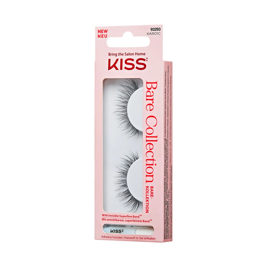 KISS Dirbtinės blakstienos Bare Collection KAR01, 1 pora & Klijai 1g