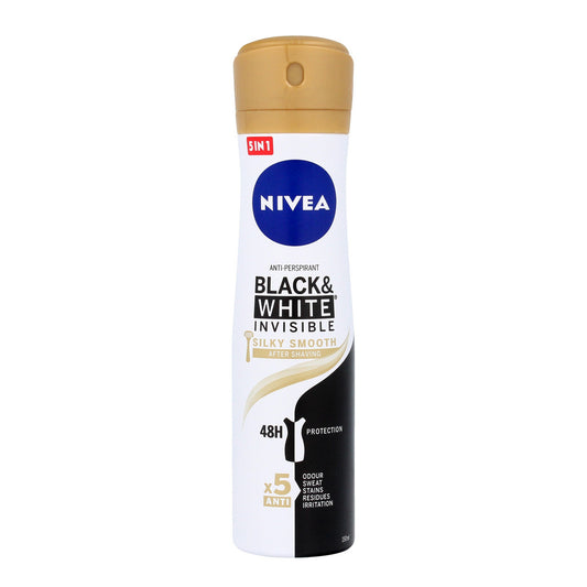 NIVEA Moteriškas antiperspirantas purškiklis Black & White Invisible Silky Smooth 150 ml