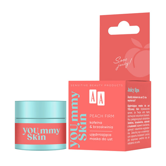 AA YOU.mmy Skin Persikų stangrinamoji lūpų kaukė su kofeinu 10 g