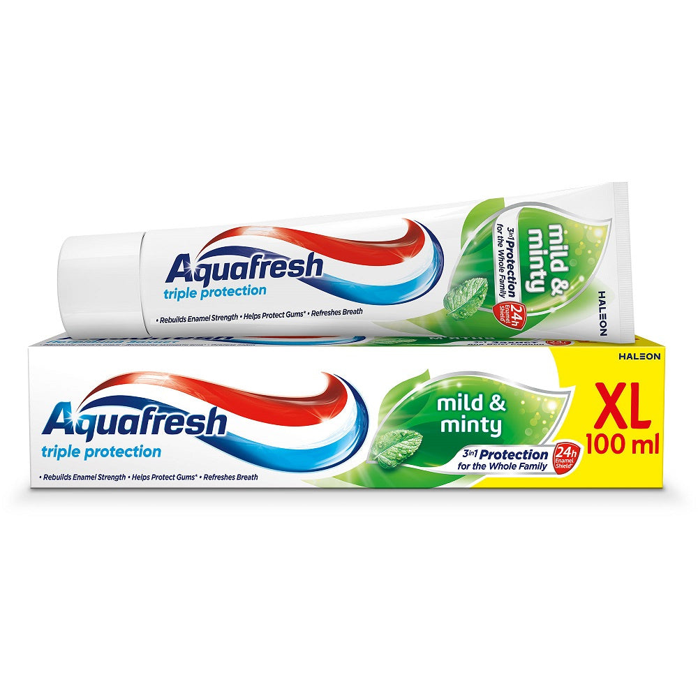 AQUAFRESH Triple Protection Dantų pasta Mild & Minty 100 ml (XL)