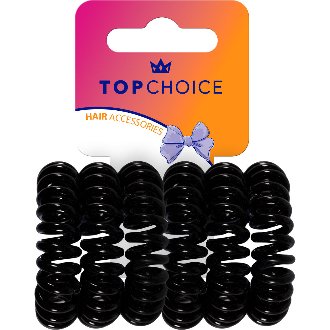 TOP CHOICE Plaukų gumytės - juodos (20063) 1 pakuotė - 6 vnt.
