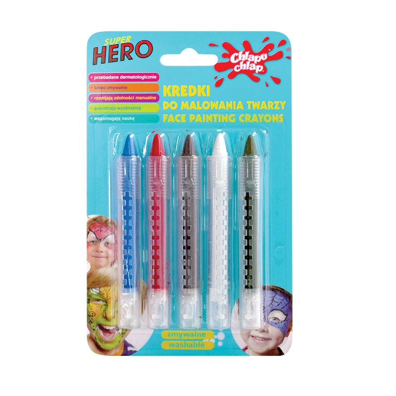 CHLAPU CHLAP Pieštukai veido piešimui - berniukui 1 vnt. - 5 spalvos