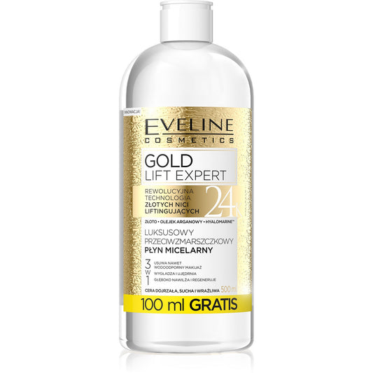 EVELINE Gold Lift Expert Prabangus priešraukšlinis micelinis skystis 3w1 500 ml