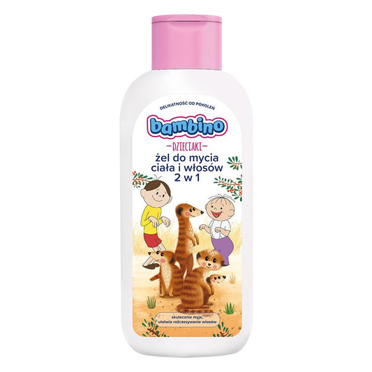 BAMBINO Vaikų kūno ir plaukų prausiklis 2in1 ribota edicija su Bolku ir Lolku - Surikatė 400 ml