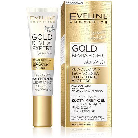 EVELINE Gold Revita Expert 30+/40+ Luksusinis auksinis kremas-gelis paakiams ir vokams 15 ml