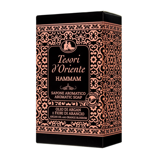 TESORI D'ORIENTE Aromatinis muilas plytelėje Hammam - Arganų aliejus & Apelsinų žiedas 125g