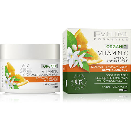 EVELINE Organic Vitamin C Šviesinantis atstatomasis kremas - visiems odos tipams 50 ml