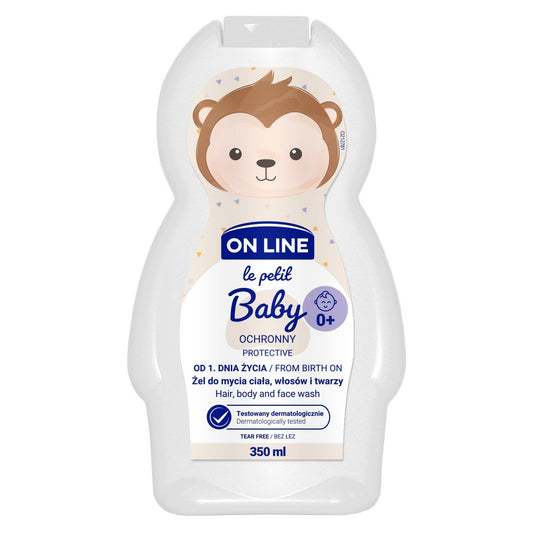 On Line Le Petit Baby Apsauginis gelis 3w1 veidui, kūnui ir plaukams - nuo 1 dienos gyvenimo 350ml