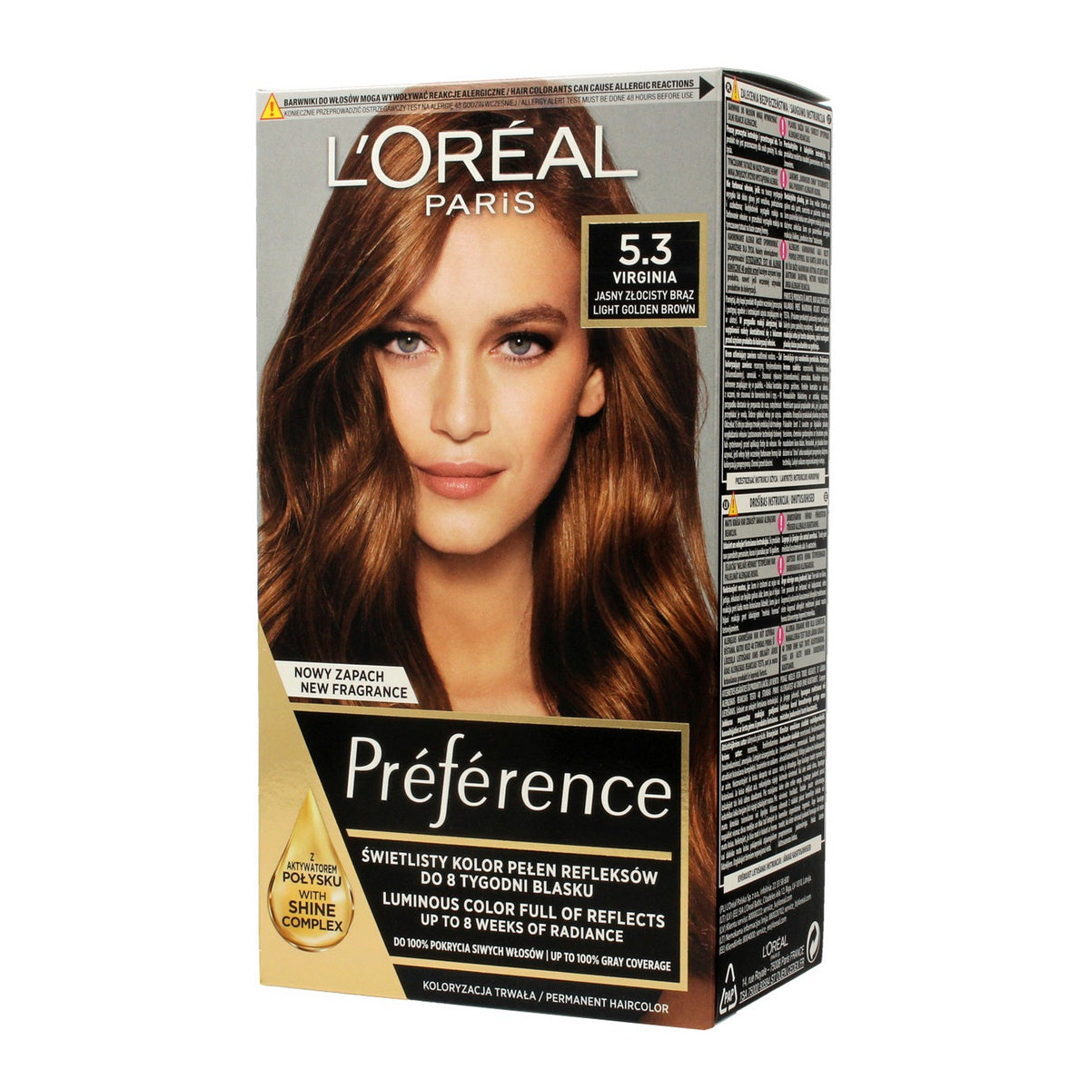 Loreal Preference Plaukų dažai nr. 5.3 Virginia - šviesus auksinis rudasis