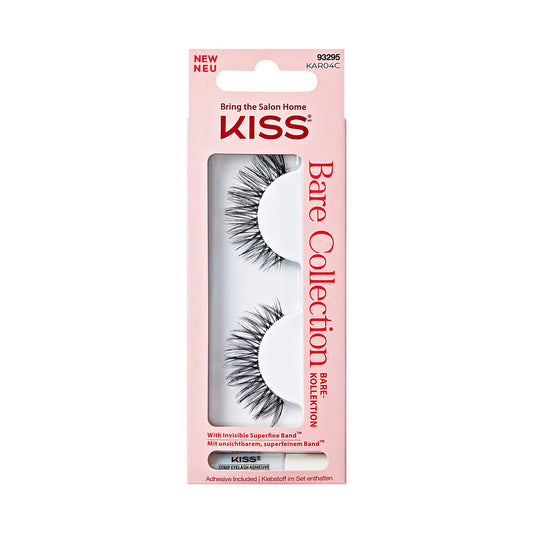 KISS Dirbtinės Blakstienos Bare Collection KAR04, 1 Porcija & Klijai 1g