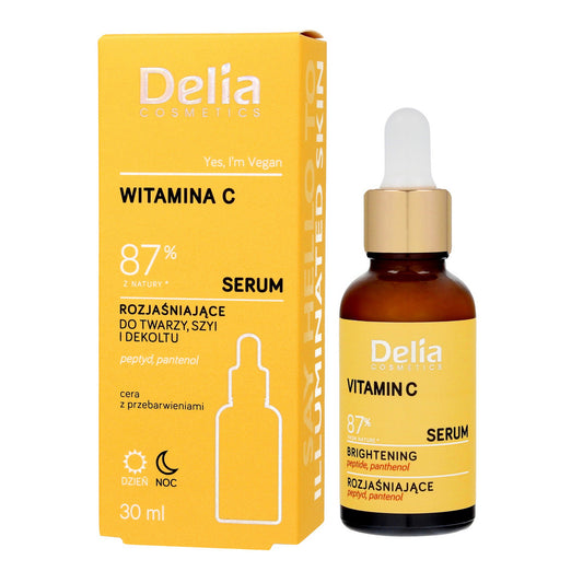 DELIA Veido, kaklo ir dekoltė serumas su Vitaminu C 87% 30 ml
