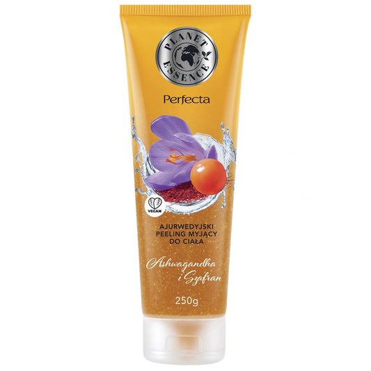 PERFECTA Planet Essence Ajurvedinis kūno valomasis šveitiklis Ashwagandha ir Šafranas 250 g