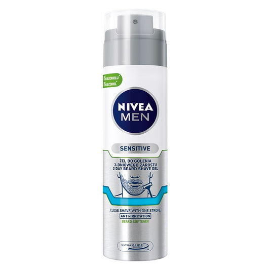 NIVEA MEN Gelis skutimosi 3 dienų barzdai Sensitive 200 ml