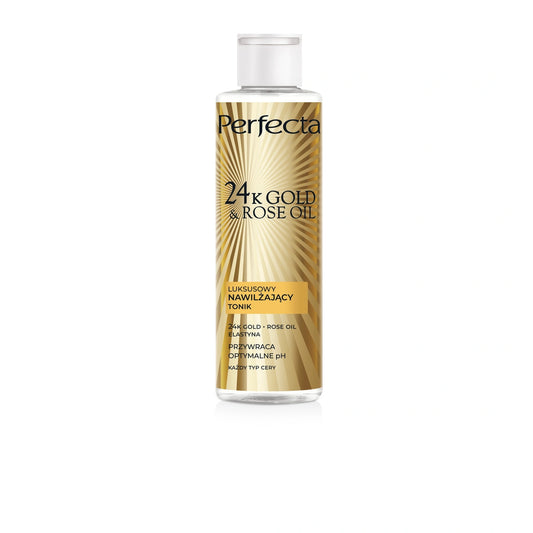 PERFECTA 24K Gold & Rose Oil Prabangus drėkinamasis tonikas brandžiai odai 200 ml