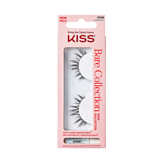 KISS Dirbtinės Blakstienos Bare Collection KAR02, 1 Poros + Klijai 1g