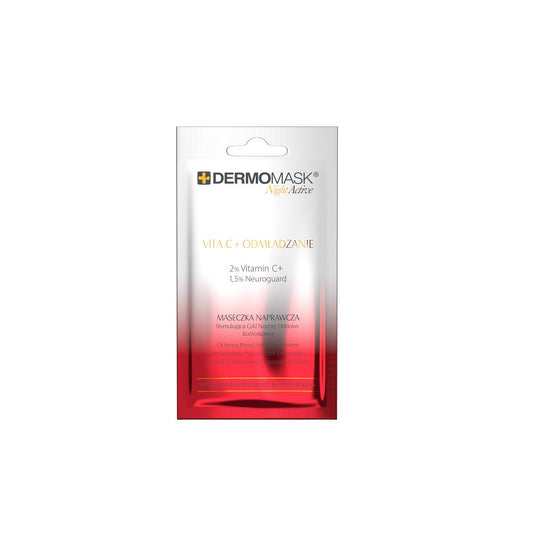 L`BIOTICA Dermomask Night Active Atstatomoji kaukė veidui - Vita C + Atjauninimas 12ml