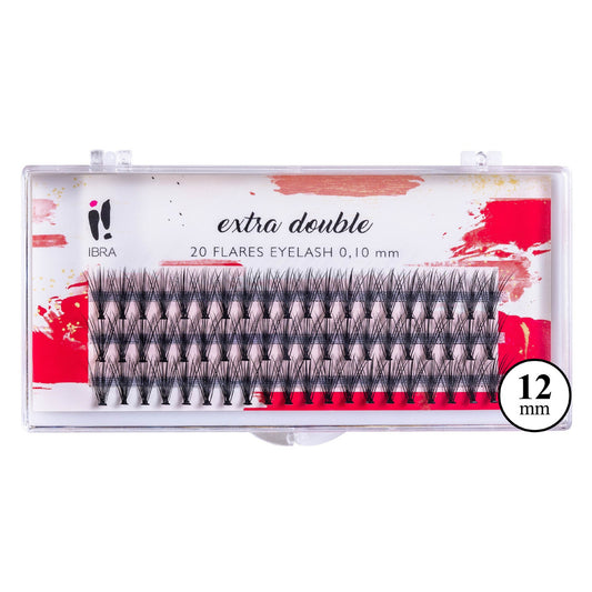 IBRA Kuokšteliai blakstienų EXTRA DOUBLE C-0.10 - 12mm 1 pak.