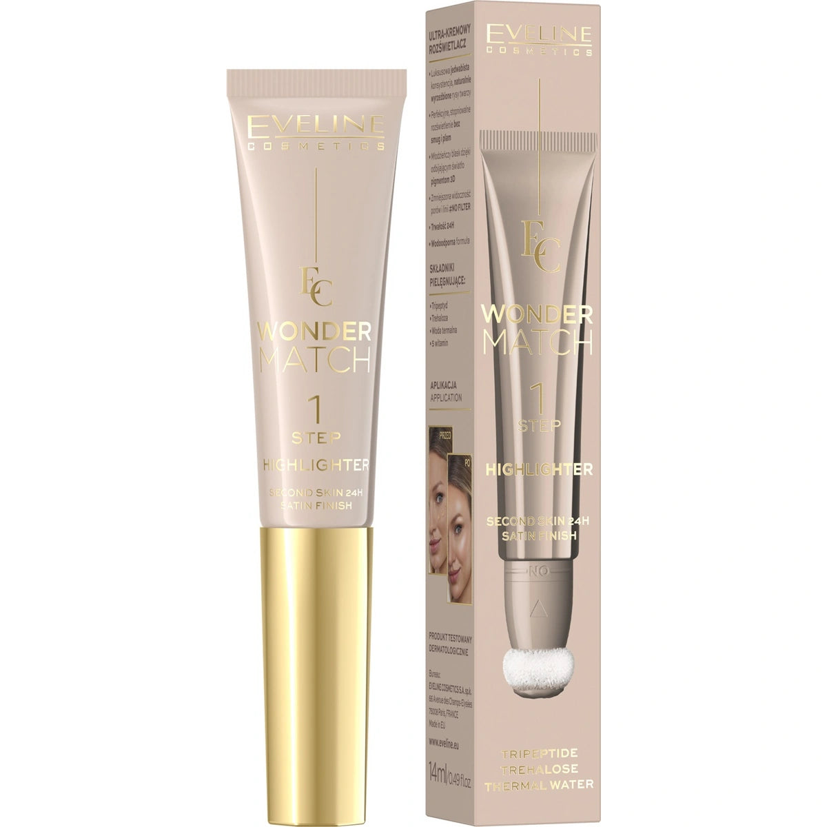 EVELINE Wonder Match Ultrakremiškas Švytėjimo Produktas tūbelėje su aplikatoriumi 14 ml