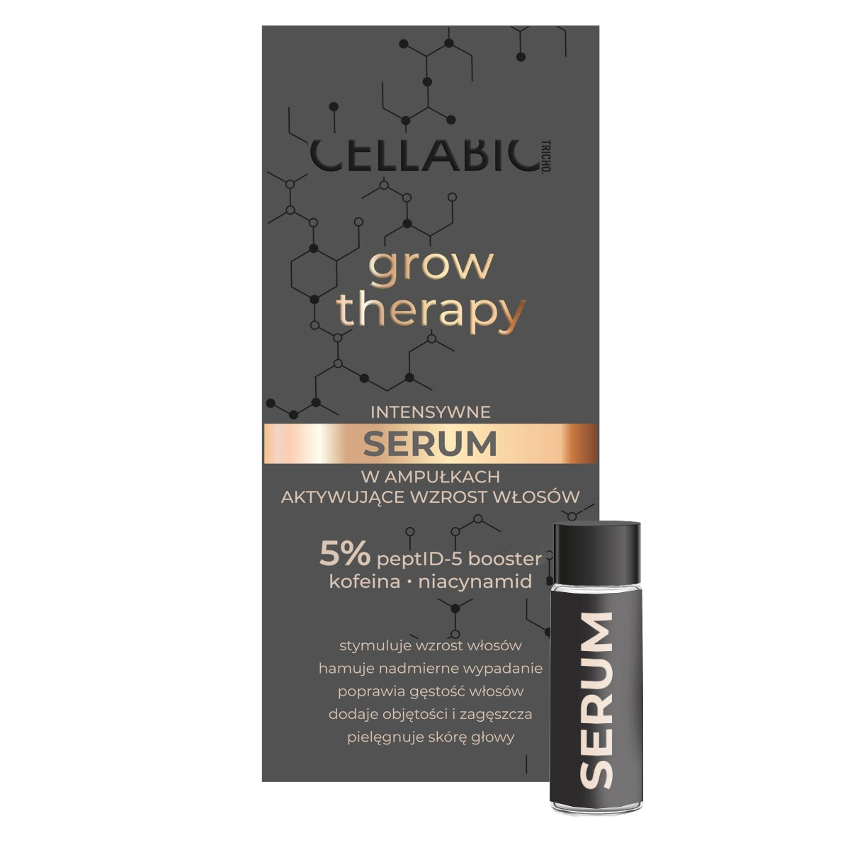 CELLABIC TRICHO Grow Therapy Men Intensyvus serumas ampulėse aktyvinantis plaukų augimą - vyrams 31.5 ml