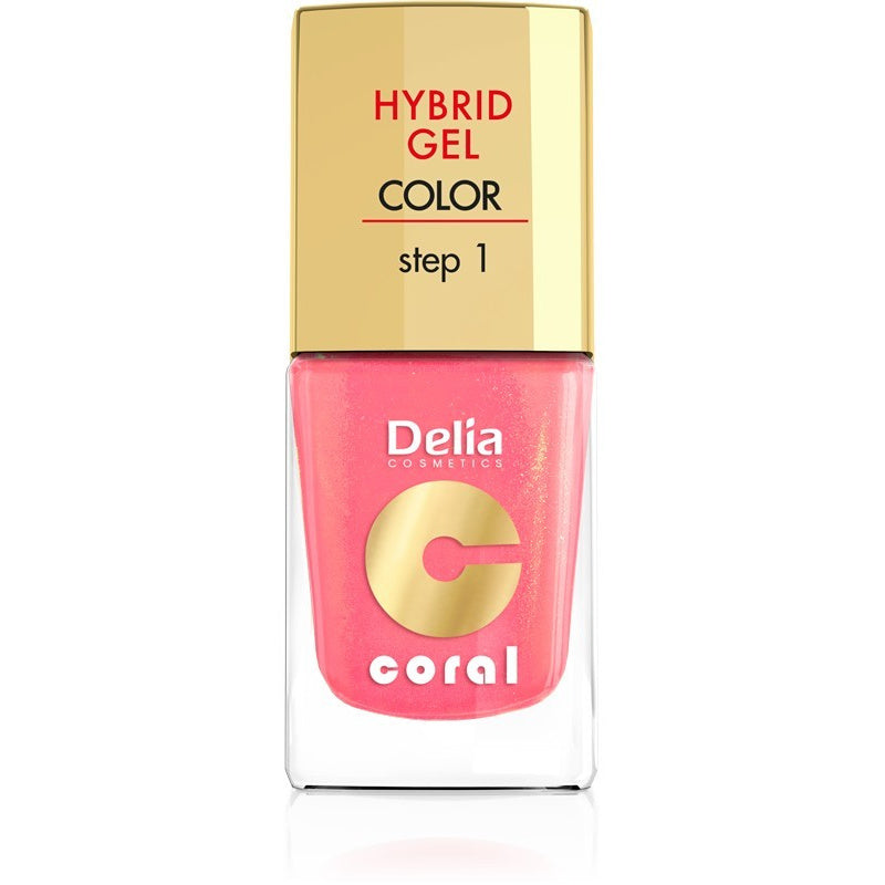 DELIA COSMETICS Koralo Hibridinis Gelis Nagų Lakas nr 16 Šiltas Vidutinis Rožinis 11ml