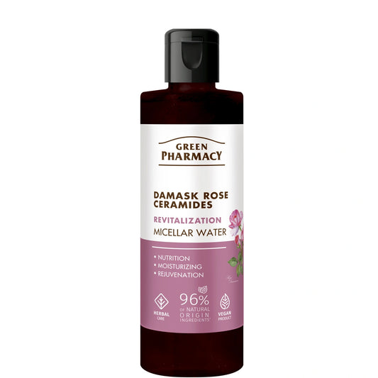 GREEN PHARMACY Damasco rožė + Ceramidai atnaujinanti micelinė vanduo makiažui valyti 200 ml