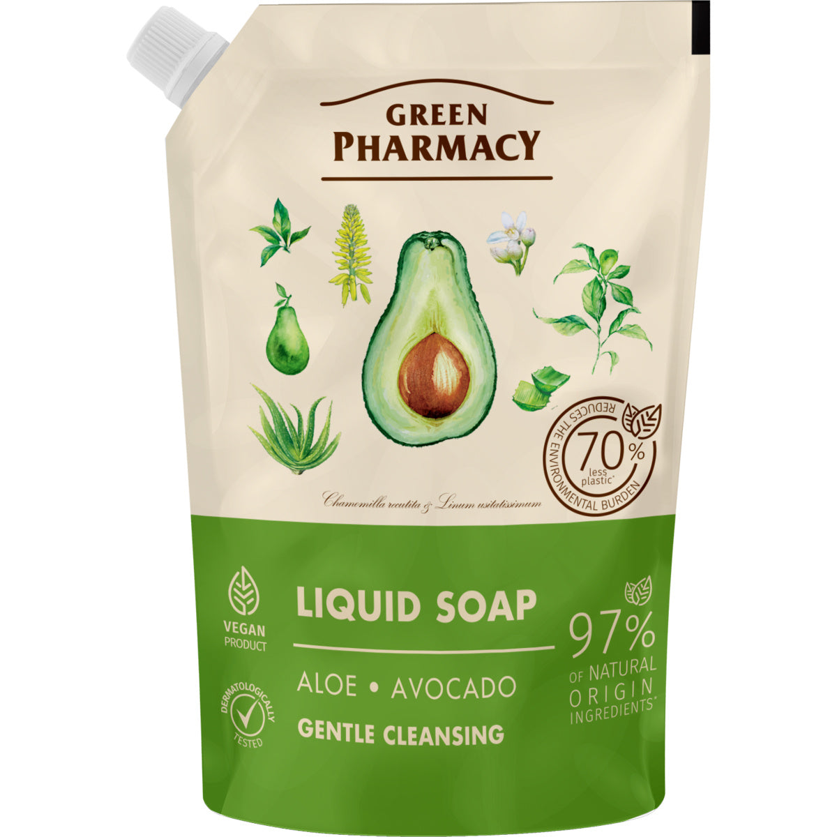GREEN PHARMACY Skystas muilas Aloe + Avokadas 460 ml - atsargos