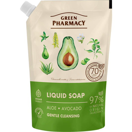 GREEN PHARMACY Skystas muilas Aloe + Avokadas 460 ml - atsargos