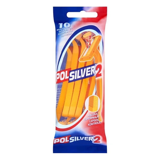POLSILVER 2 Dvigubos ašmenų skutimosi mašinėlės 1 pakuotėje - 10 vnt.