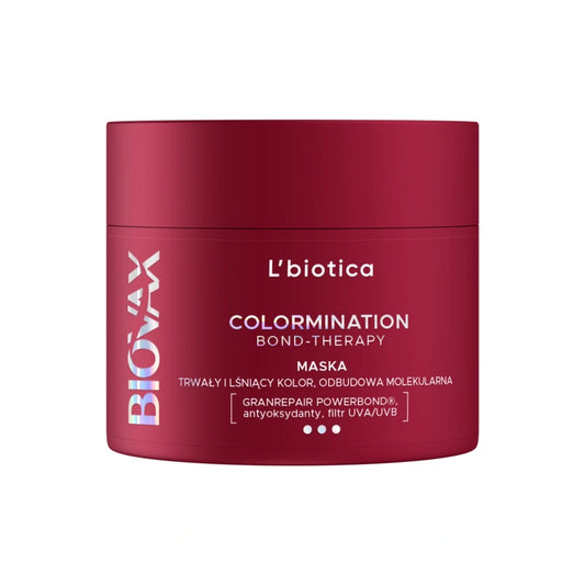 L'BIOTICA Biovax Colormination Bond Therapy atkurianti kaukė dažytiems plaukams 200 ml