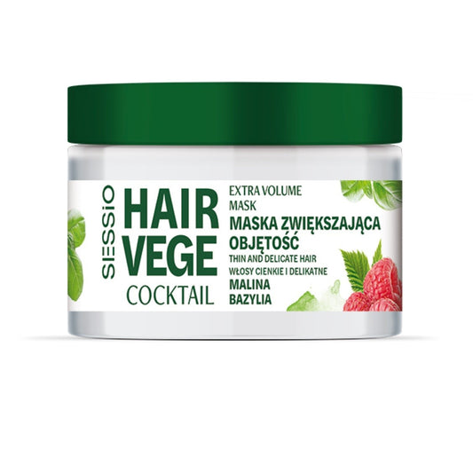 SESSIO Hair Vege Coctail Maska didinanti plaukų apimtį ploniems ir subtiliems - Avietė ir Bazilikas 250ml