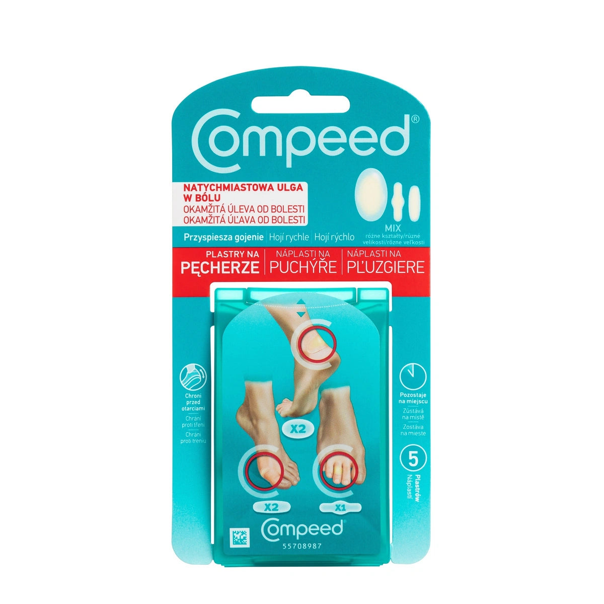 COMPEED Pleistrai nuo pūslės - mišrus dydžių rinkinys 1 pakuotė - 5 vnt.