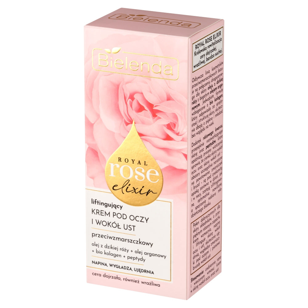 BIELENDA Royal Rose Elixir Liftinguojantis kremas aplink akis ir lūpas 15 ml