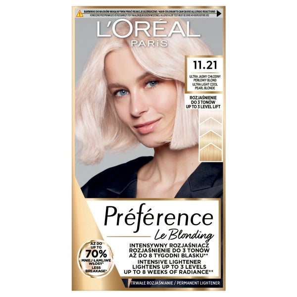 LOREAL Preference Plaukų dažai 11.21 Ultra Šviesus Šaltas Perlo Blondas 1 vnt.