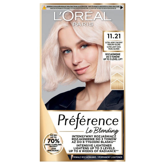 LOREAL Preference Plaukų dažai 11.21 Ultra Šviesus Šaltas Perlo Blondas 1 vnt.