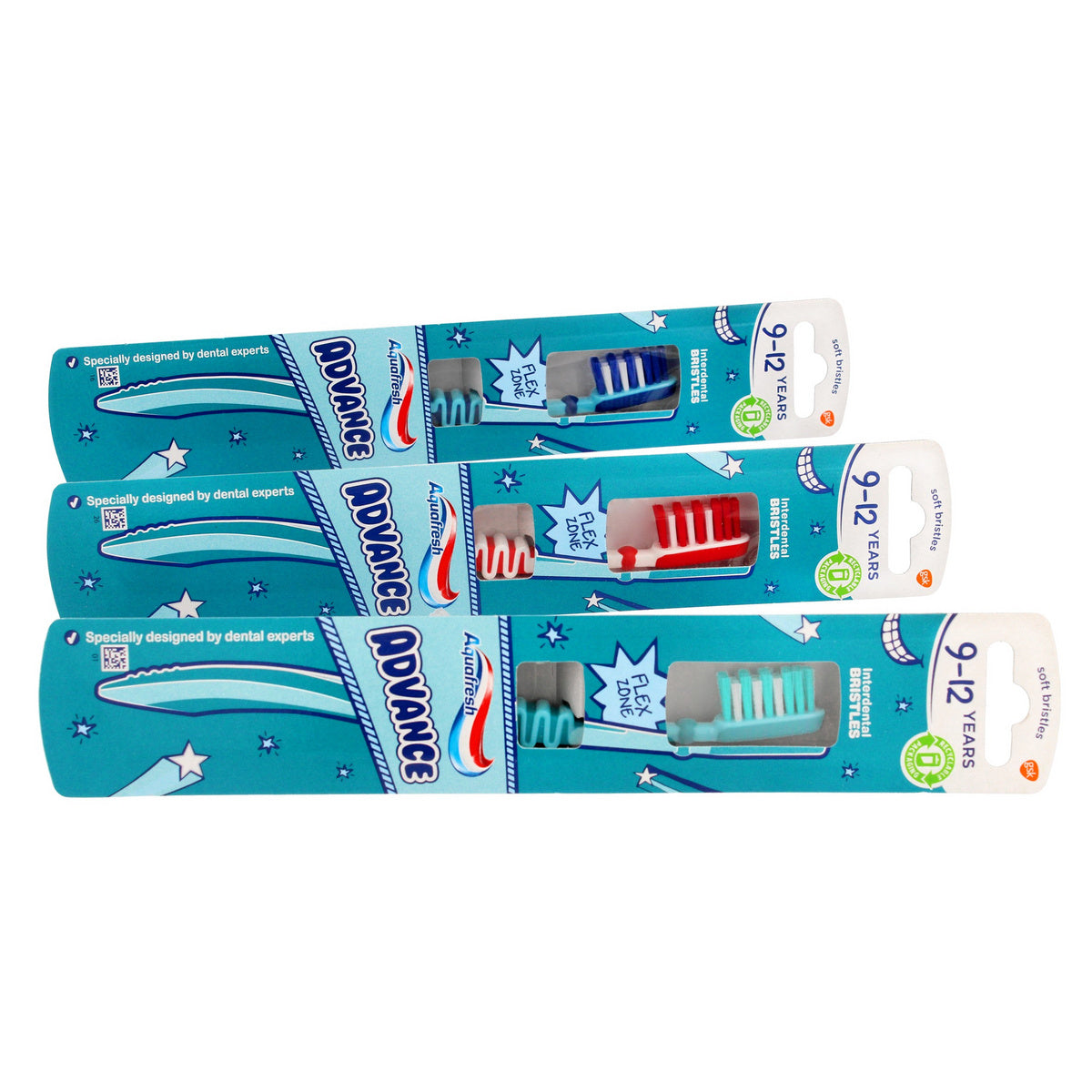 Aquafresh dantų šepetėlis Advance vaikams 9-12 metų 1 vnt (mix spalvų)